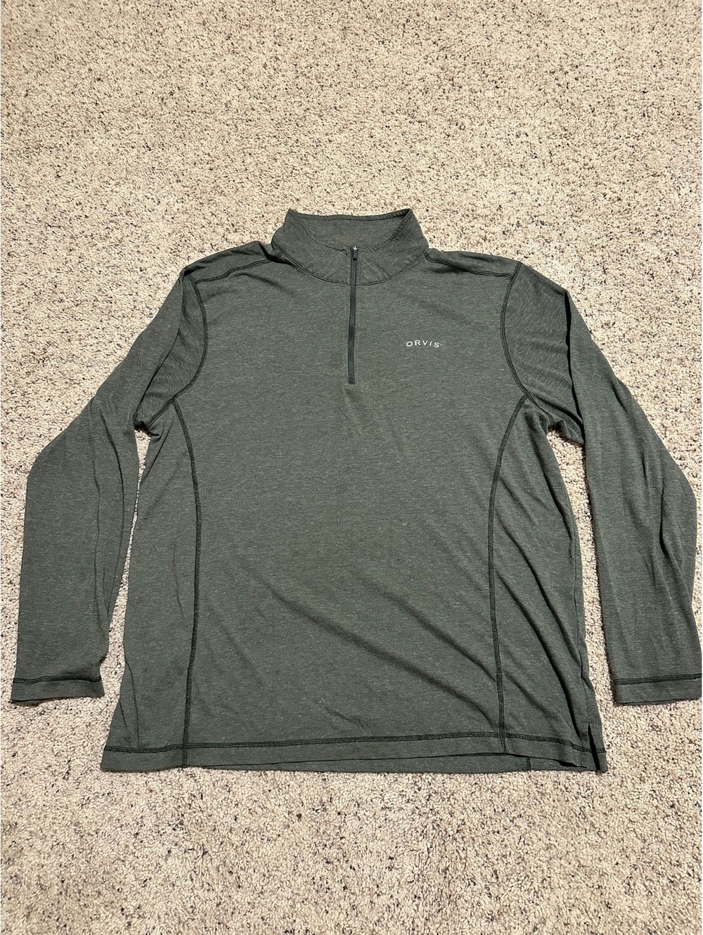 Orvis Men's Long Sleeve Pullover Quarter Zip Shirt Size Large